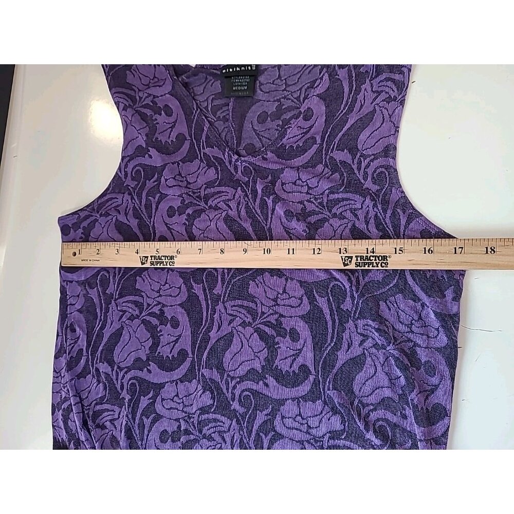 Citiknits 2 Pc Cardigan Sweater Tank Womens M Slinky Knit Open Front Purple - Picture 10 of 14